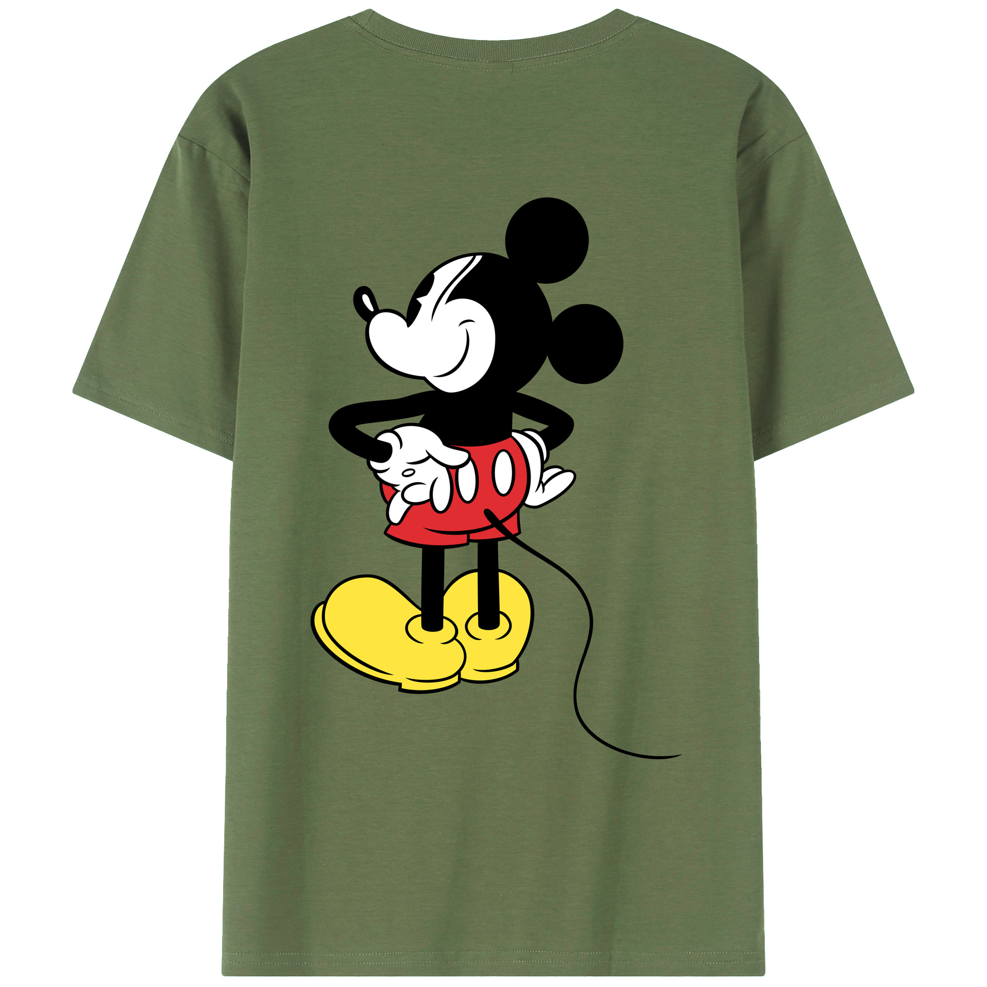 （画像用） ミッキーマウス Mickey Mouse 綿100％ メンズ半袖Tシャツ（バックプリント） 通気性